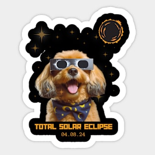 Total Solar Eclipse 2024 Cute Dog Wearing Solar Eclipse Glasses Sticker